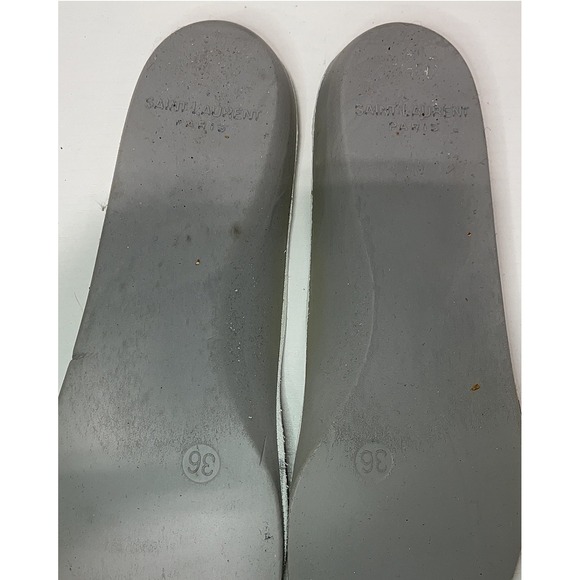 Distressed Calfskin Bedford Logo-Appliqued Hightop Sneakers 6.5 Gold Cream White - Picture 14 of 14